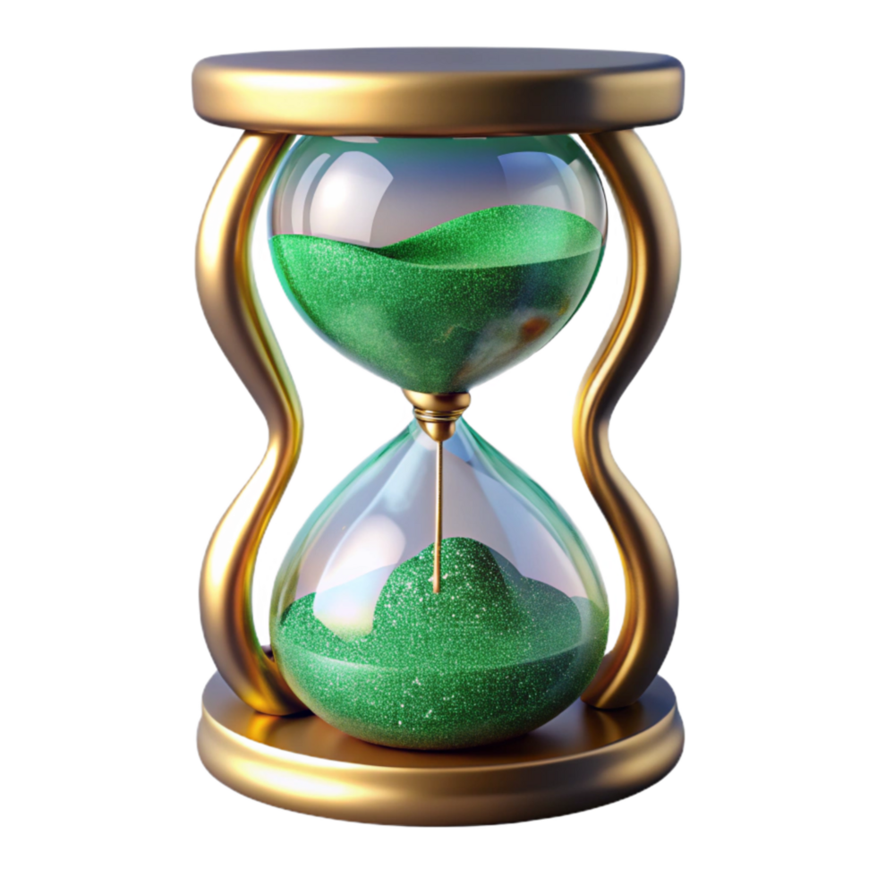 wonderful creative Hourglass with Green Sand Front View Isolated Element high resolution png