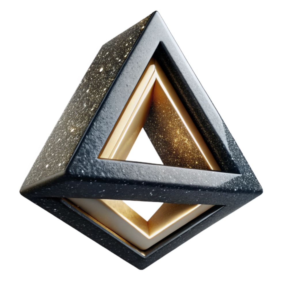 vibrant rustic Impossible Triangle Line Art Black and White Isolated exclusive png