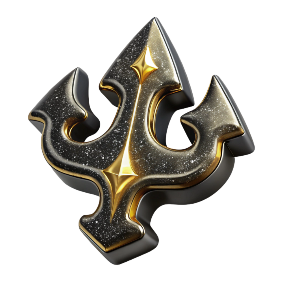 dramatic artistic Impossible Trident Line Art Puzzle Black Ink Cutout high resolution png