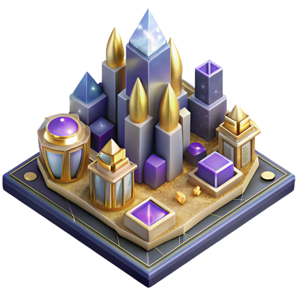 vibrant minimalist Isometric City Map Cutout with Building Details original png