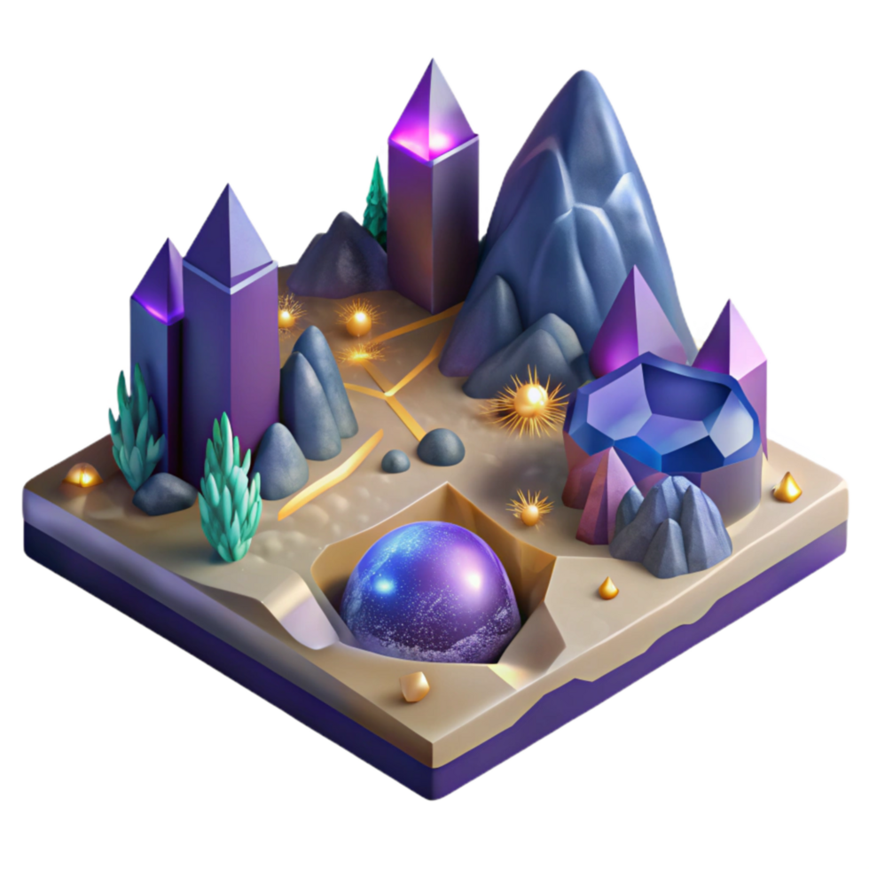 serene modern Isometric Map with 3d Buildings Cutout original png