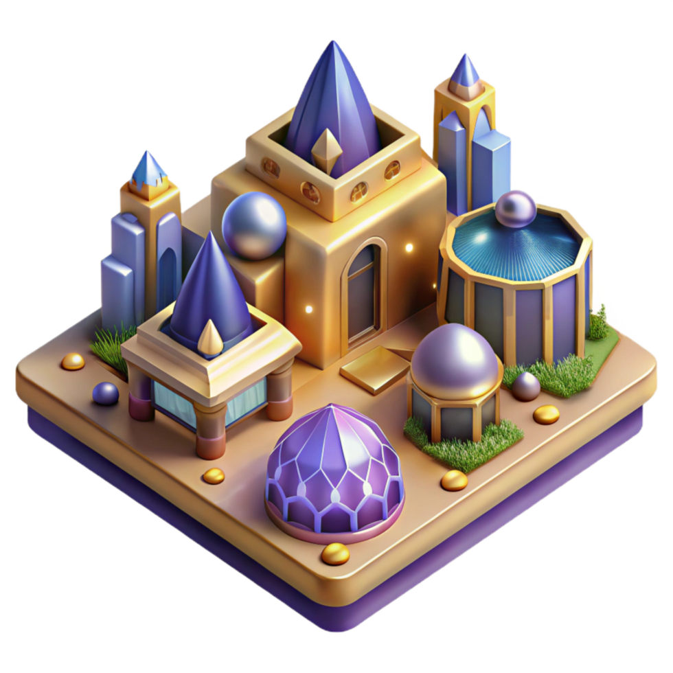 elegant modern Isometric Map with Buildings and Parks Cutout professional png