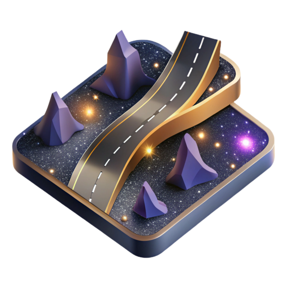 vibrant abstract Isometric Map with Roads and Highways Cutout original png