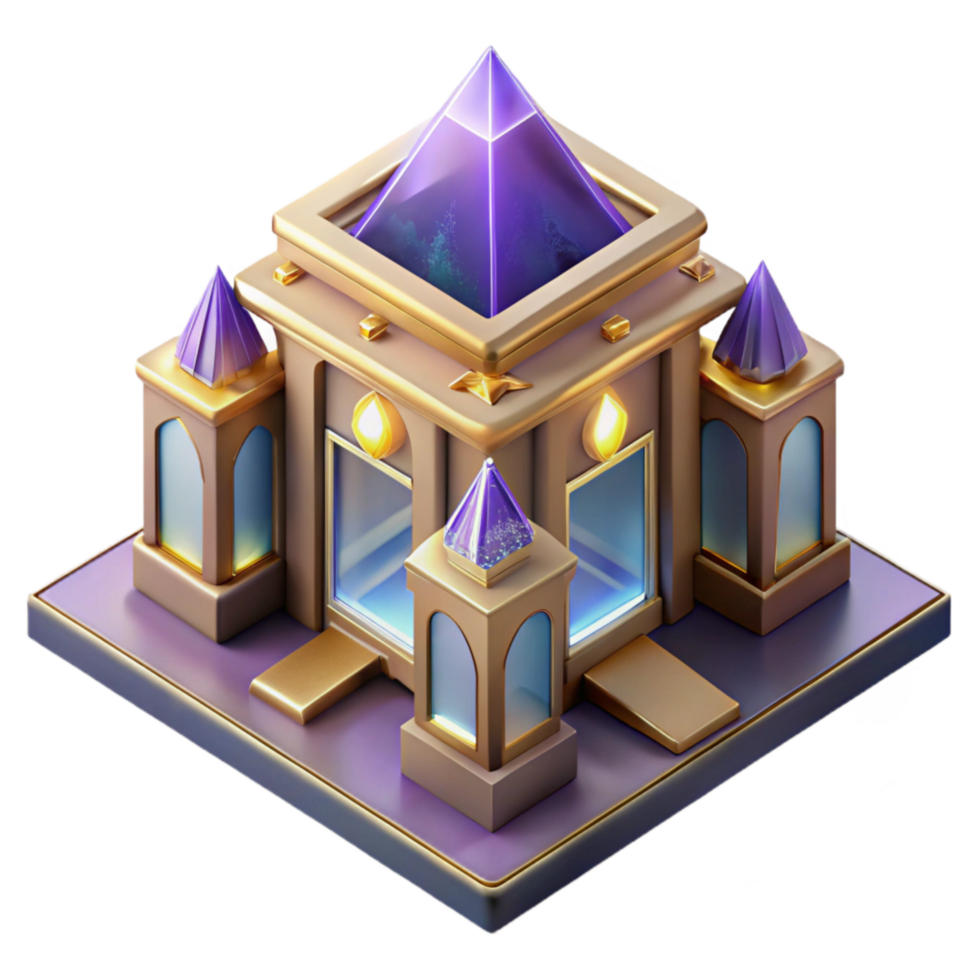 serene contemporary Isometric Projection Perspective Building Cutout Transparent Background authentic png