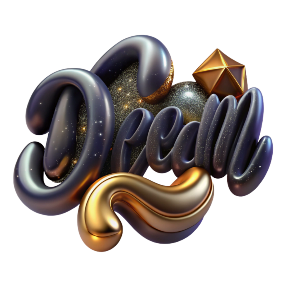 magnificent abstract Italic Calligraphy Word Dream Isolated original png