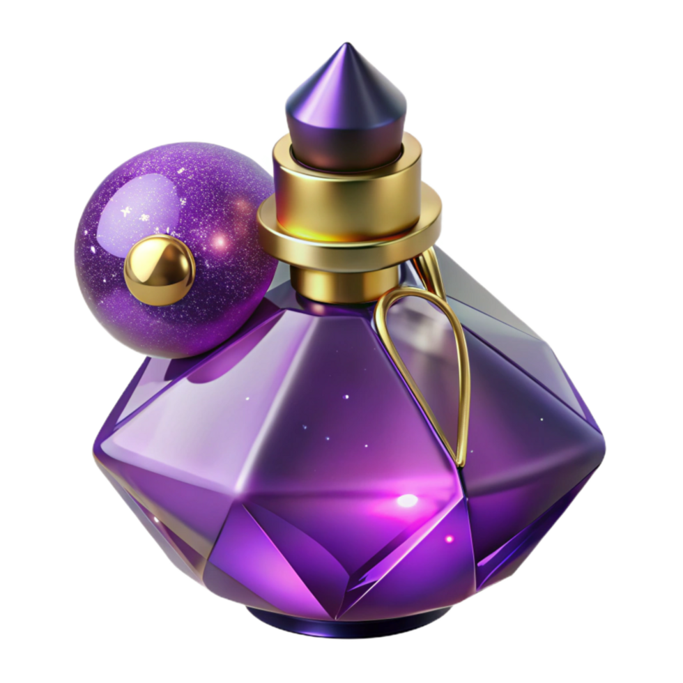 beautiful rustic Lavender Purple Perfume Bottle Isolated on Transparent Background high quality png