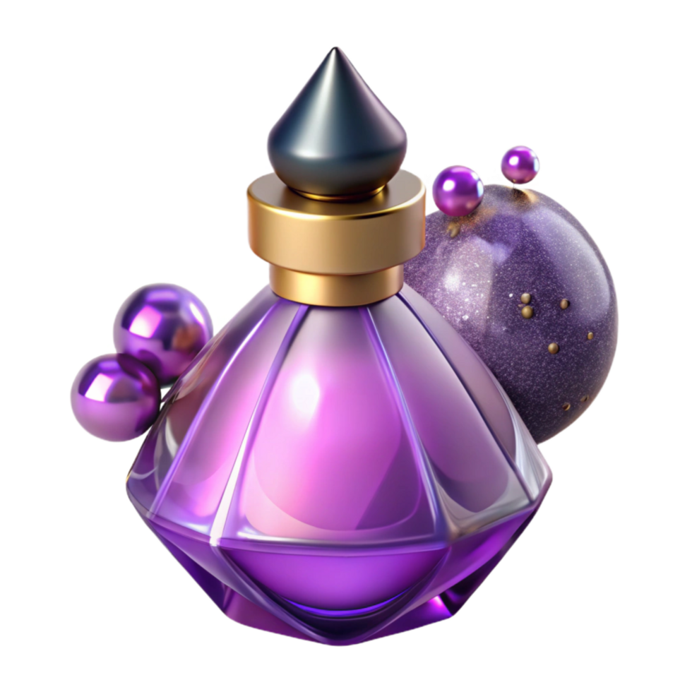 serene modern Lavender Purple Perfume Bottle Isolated on Transparent Background high quality png