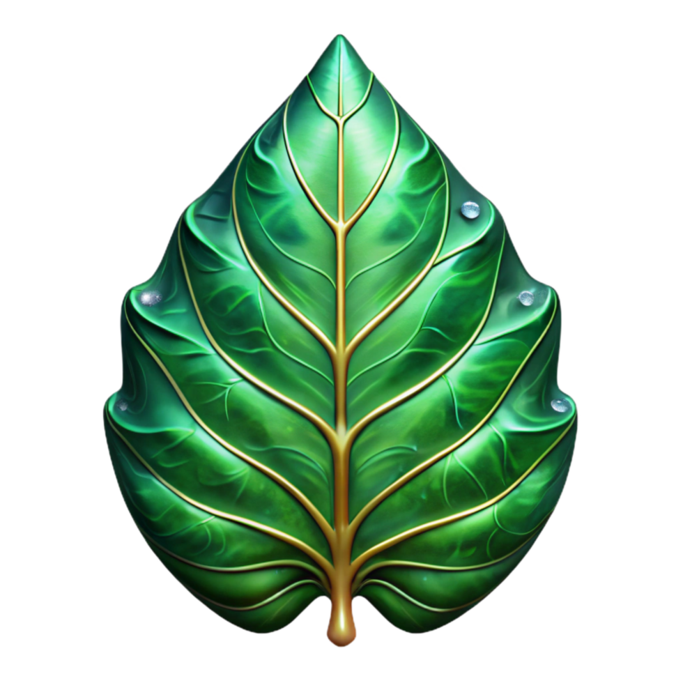 elegant classic Leaf Veins Symmetrical Pattern Green Cutout premium png