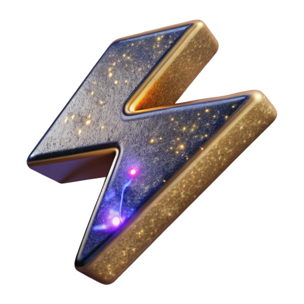 beautiful artistic Lightning Bolt Font Letter K Isolated Element original png