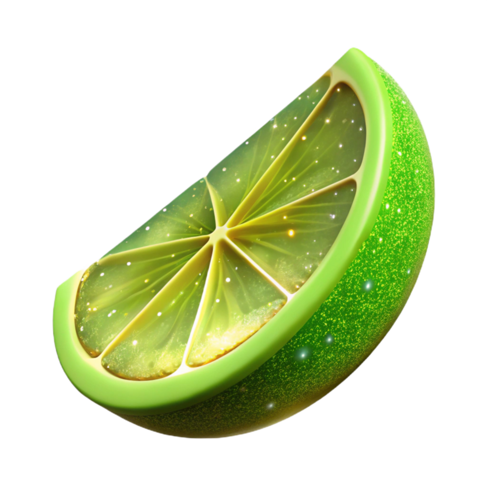 elegant traditional Lime Green Slice Isolated Element with Zest detailed png