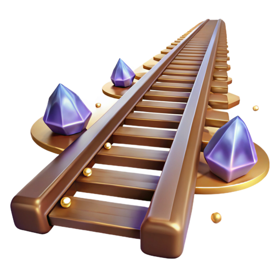 beautiful traditional Line Perspective Railroad Tracks Cutout Transparent Background premium png