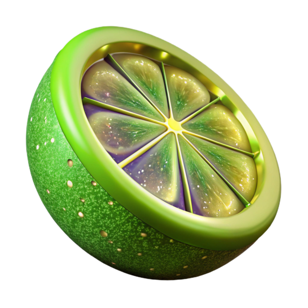 impressive vintage Lime Green Citrus Slice Isolated Element detailed png