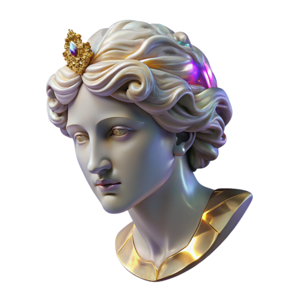 beautiful classic Marble Statue Female Head Classical Profile Transparent high quality png