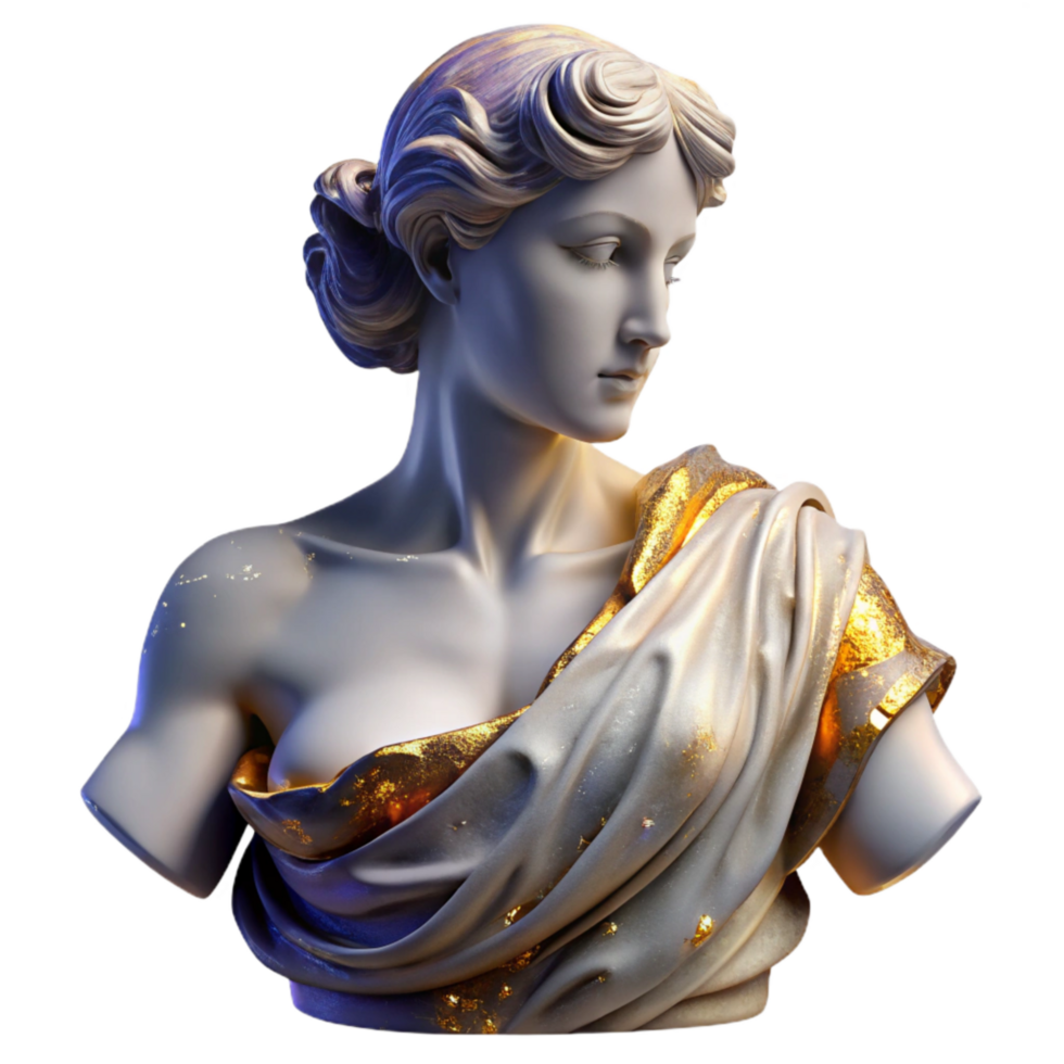 serene minimalist Marble Statue Female Torso Classical Drapery Transparent png