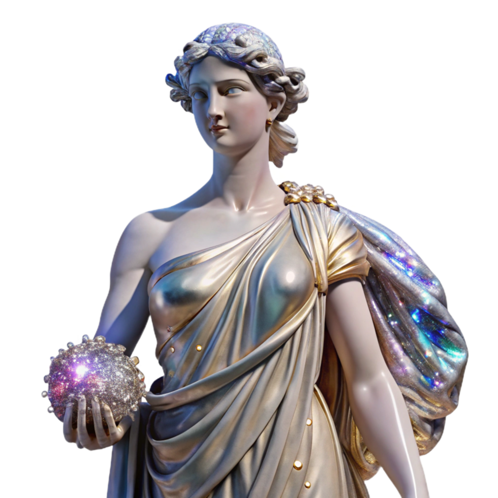wonderful classic Marble Statue Greek Goddess Draped Fabric Transparent Background authentic png