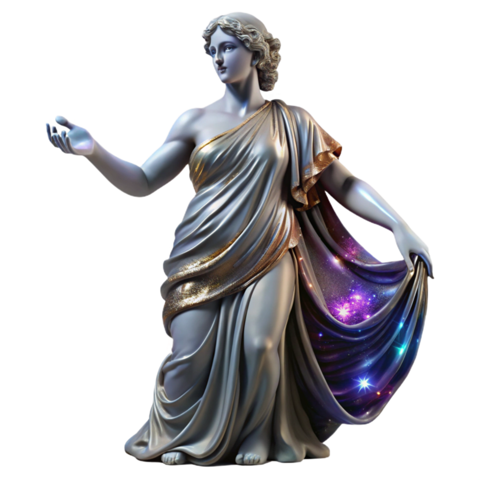 elegant minimalist Marble Statue Greek Goddess Draped Fabric Transparent Background detailed png