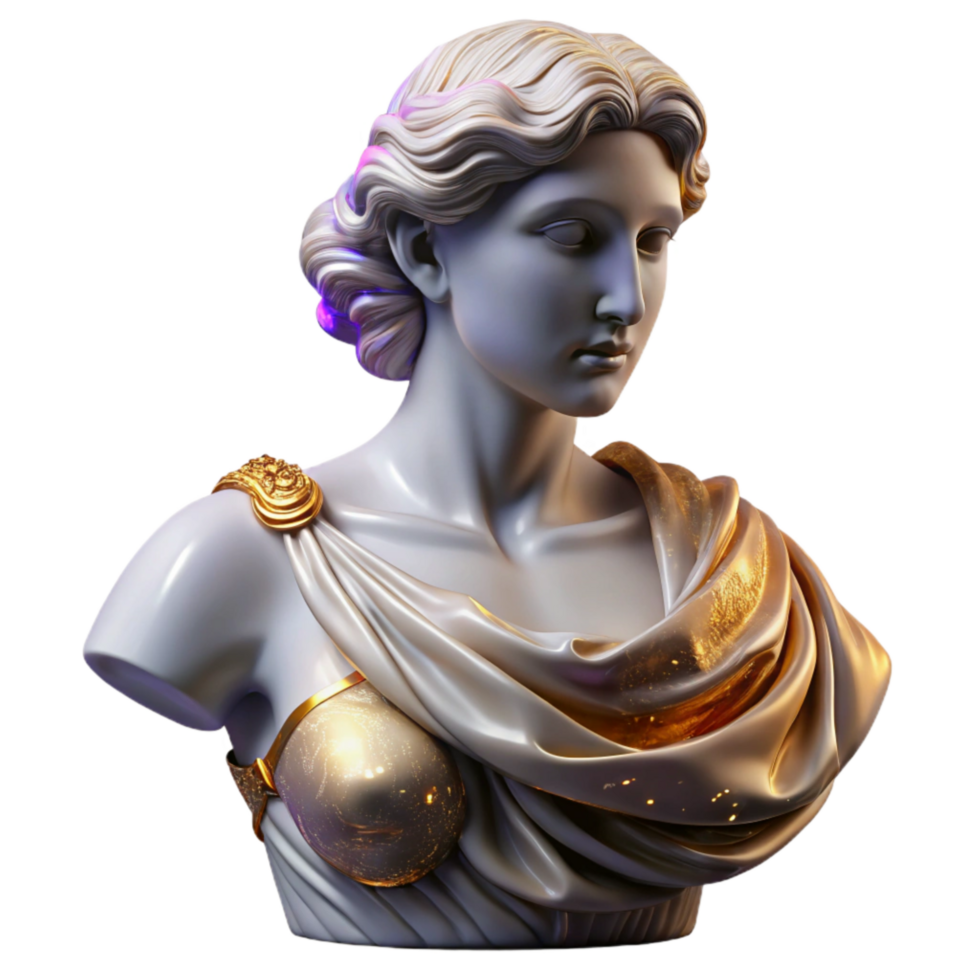vibrant artistic Marble Statue Female Torso Classical Drapery Transparent premium png