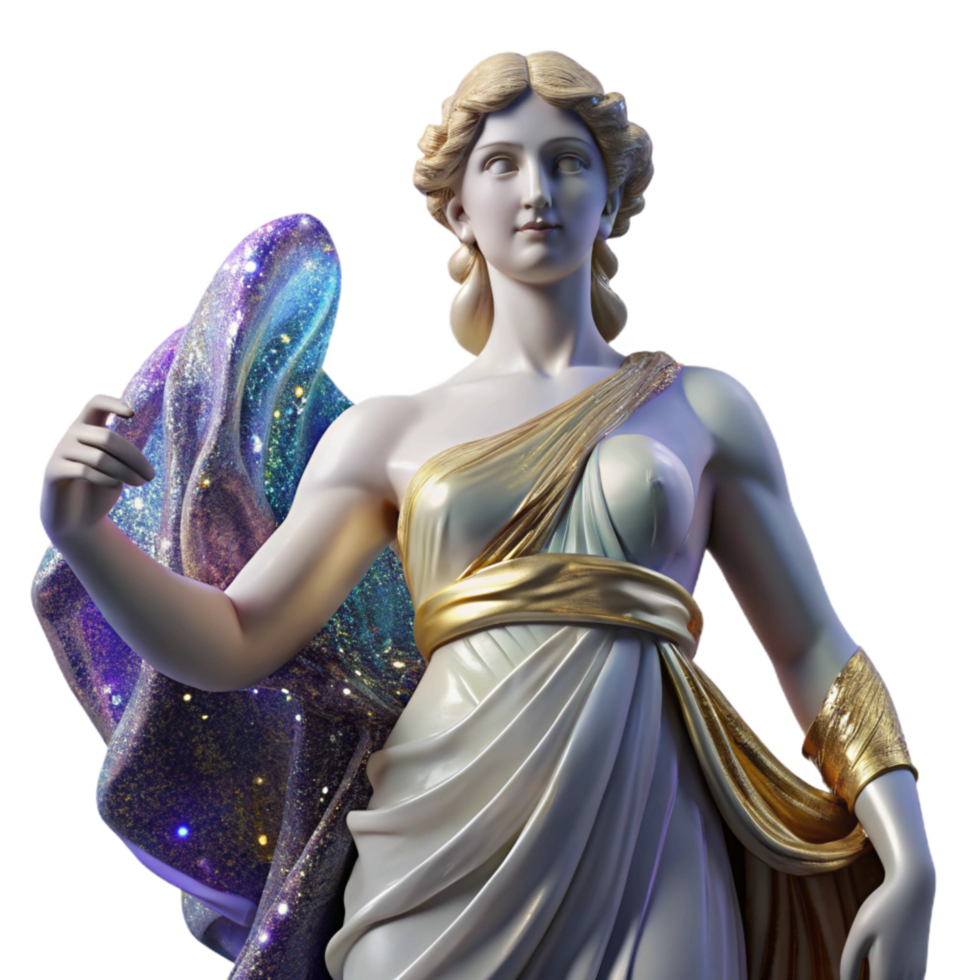 serene classic Marble Statue Greek Goddess Draped Fabric Transparent Background professional png