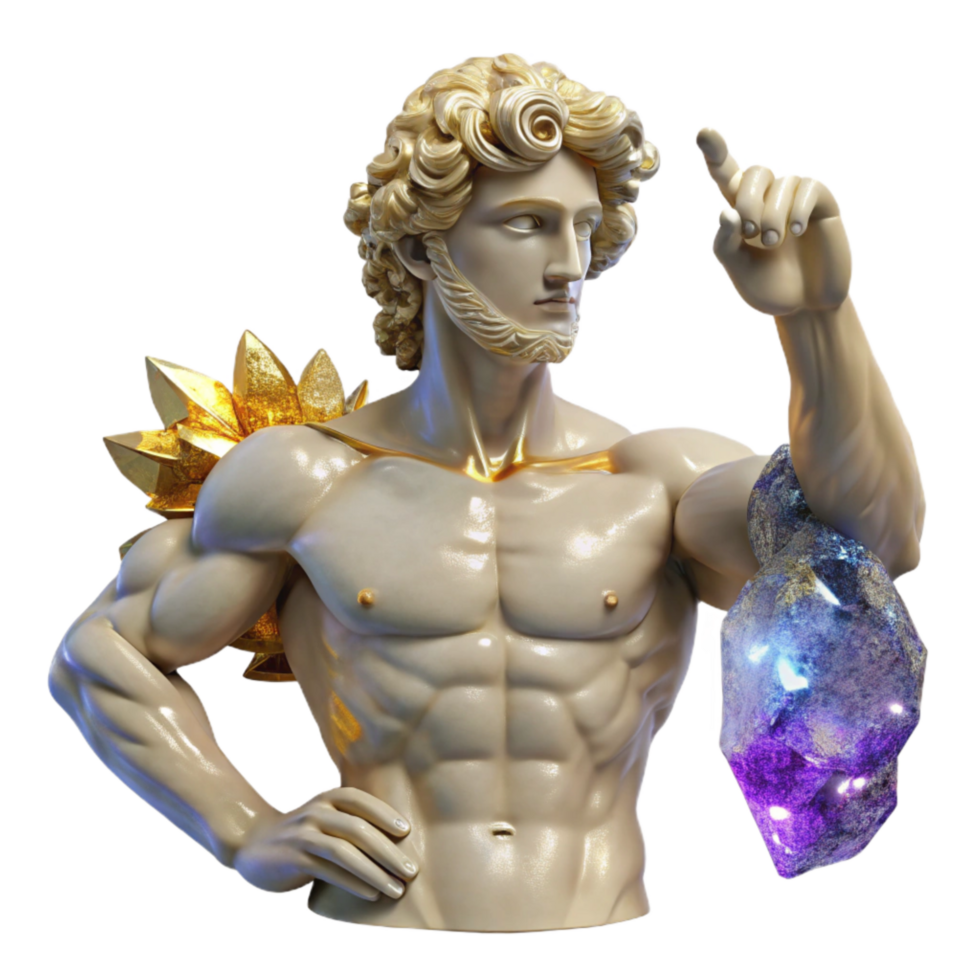 serene abstract Marble Statue Male Figure Heroic Pose Transparent authentic png