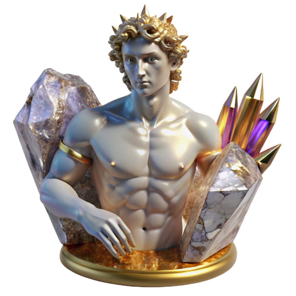 wonderful rustic Marble Statue Male Figure Heroic Pose Transparent premium png