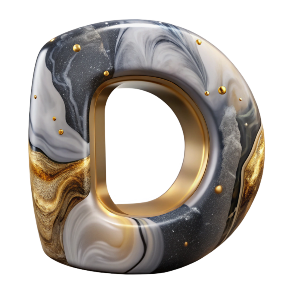 elegant minimalist Marble Texture Font Letter D Transparent Background professional png