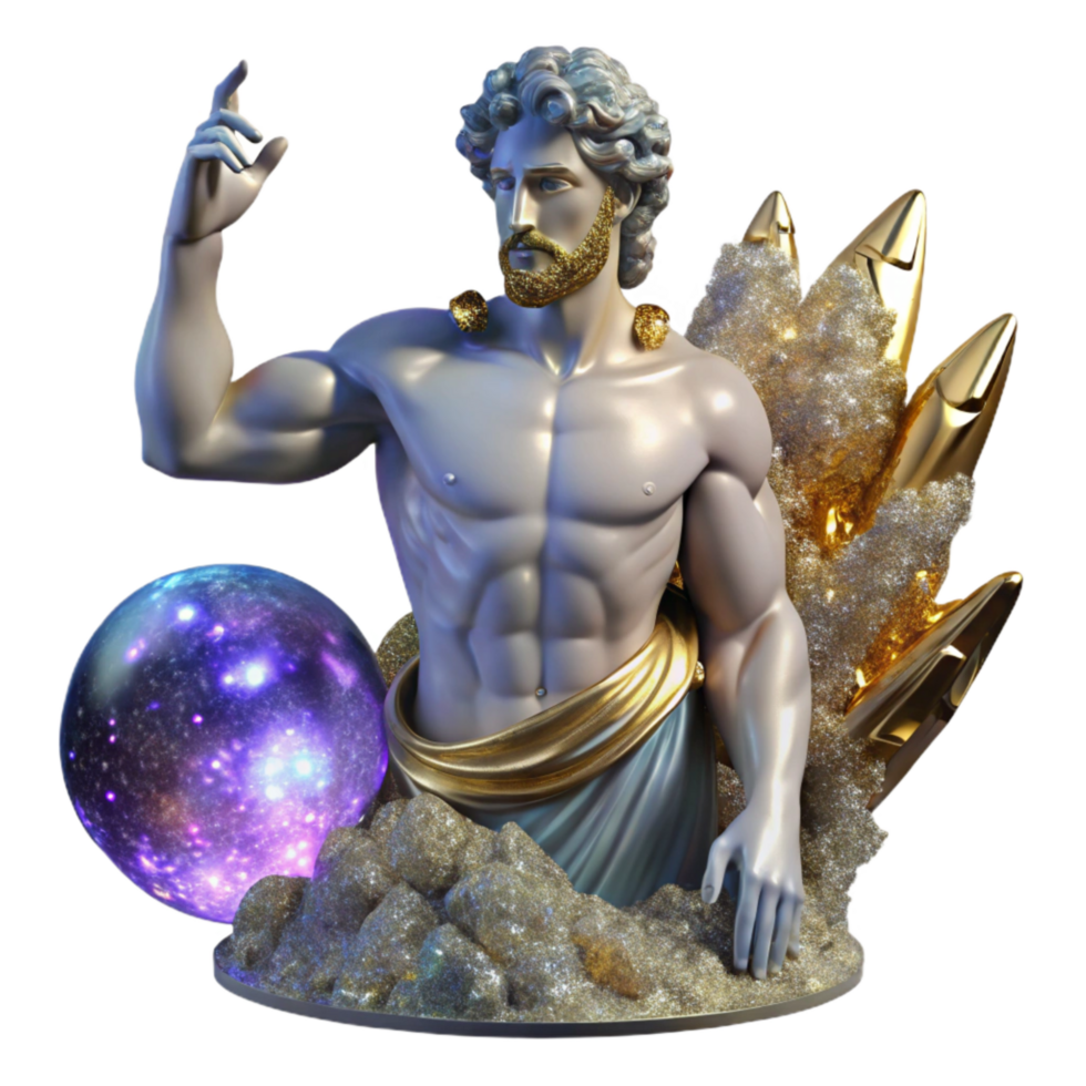 serene creative Marble Statue Male Figure Heroic Pose Transparent high resolution png