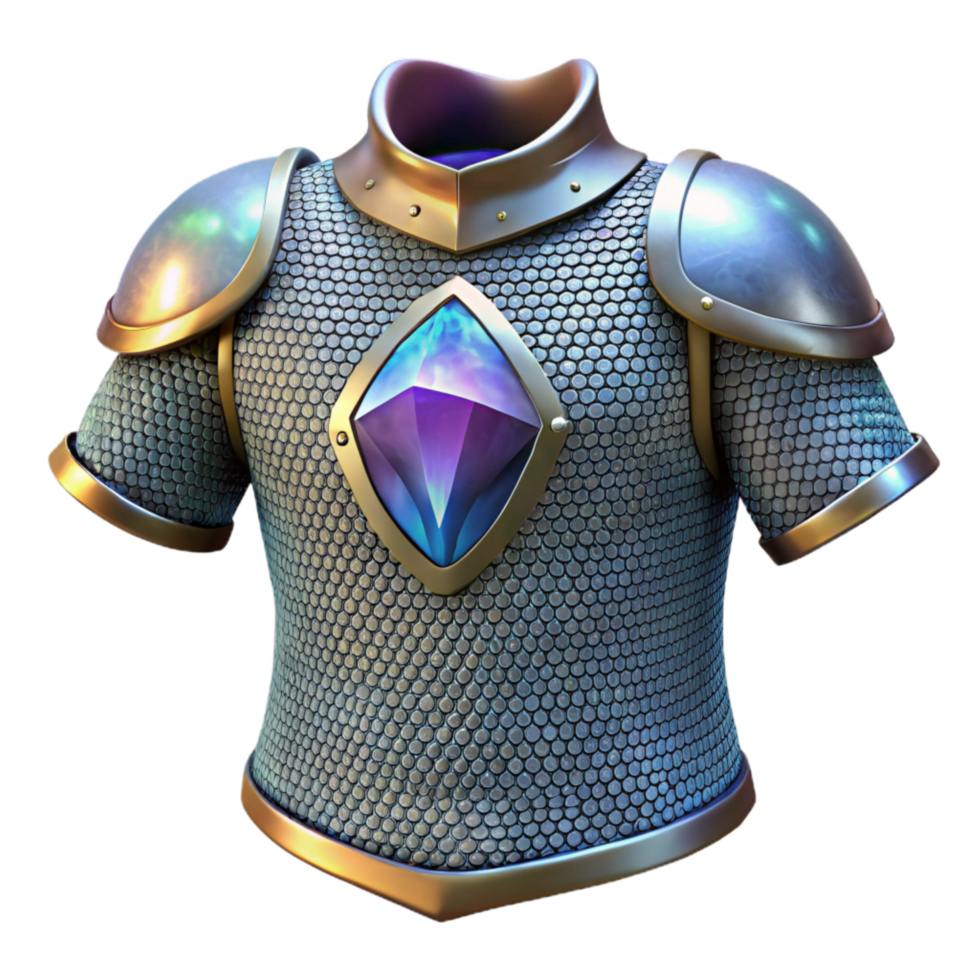 vibrant creative Medieval Chainmail Armor Metal Grey Transparent Background original png