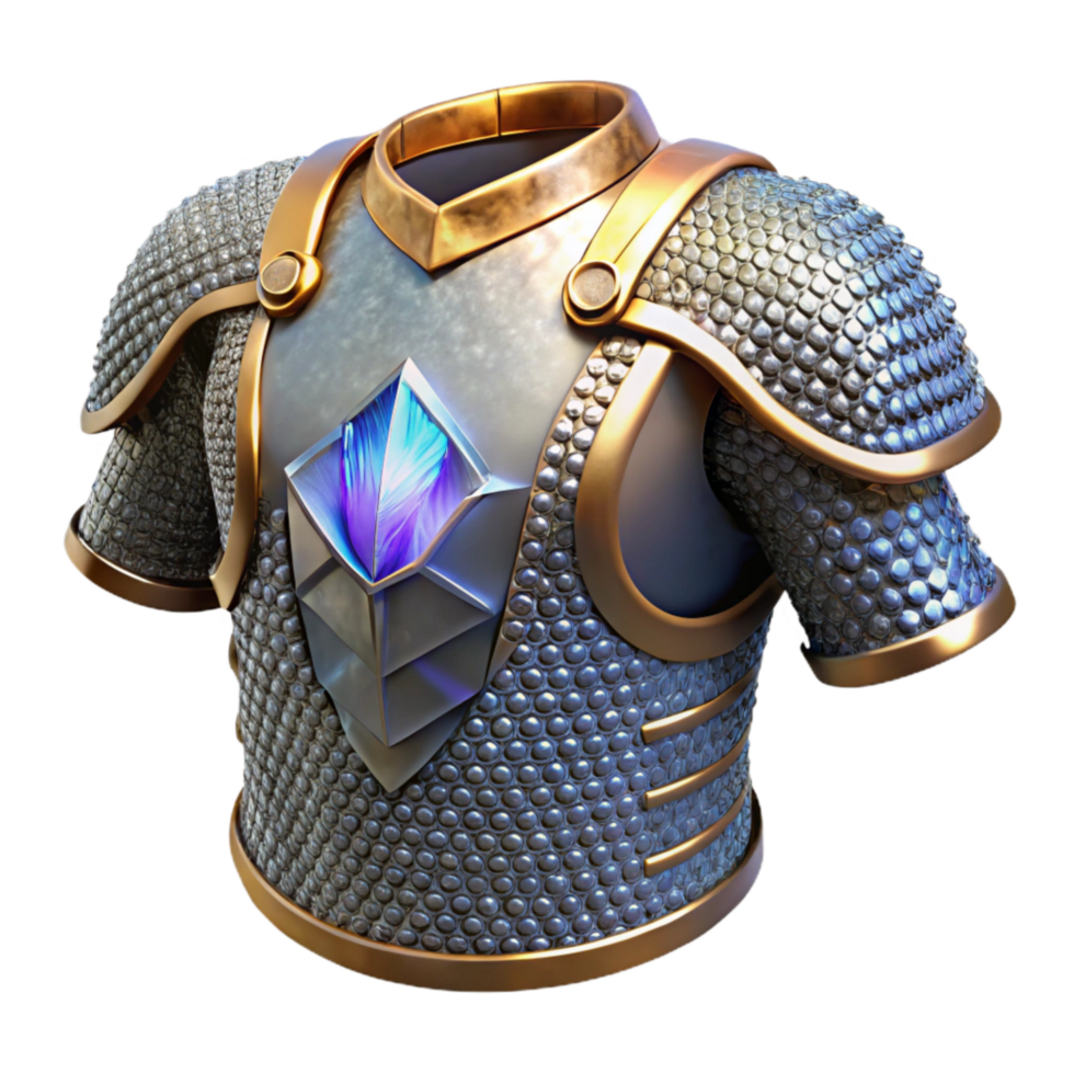 elegant modern Medieval Chainmail Armor Metal Grey Transparent Background high quality png