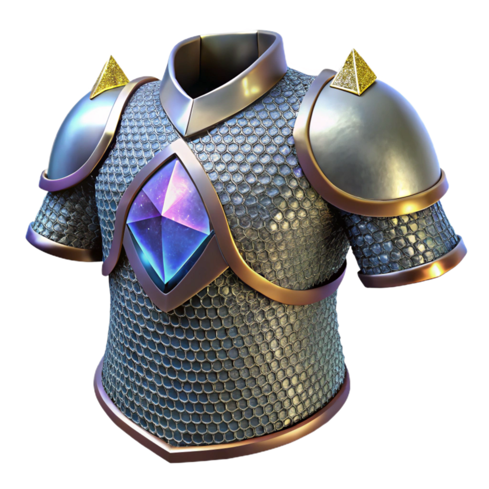 wonderful vintage Medieval Chainmail Armor Metal Grey Transparent Background original png