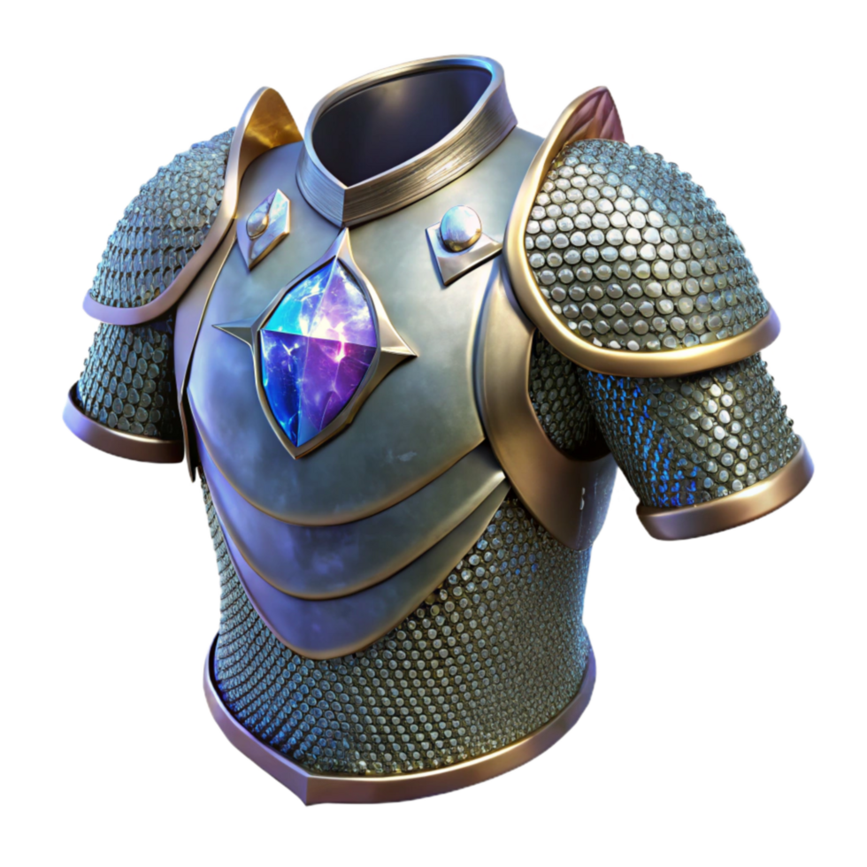 vibrant artistic Medieval Chainmail Armor Metal Grey Transparent Background png