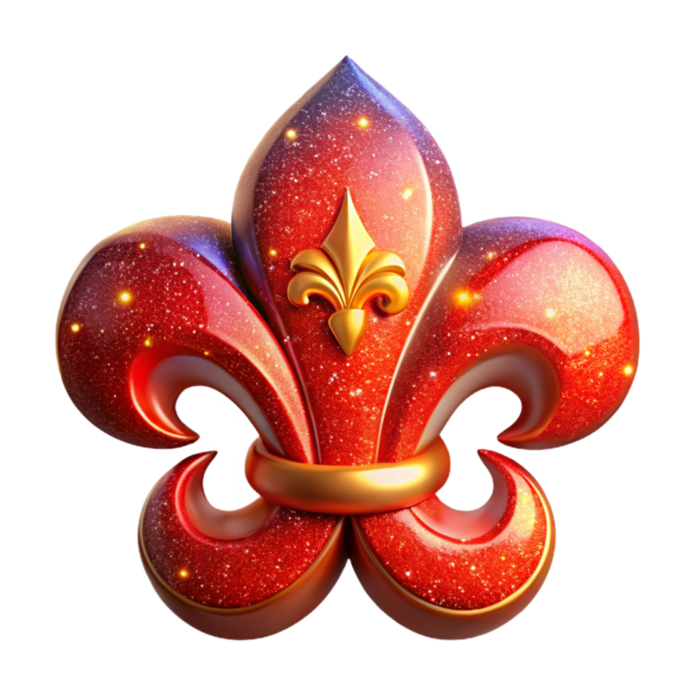 wonderful vintage Medieval Fleur De Lis Symbol Red Cutout detailed png