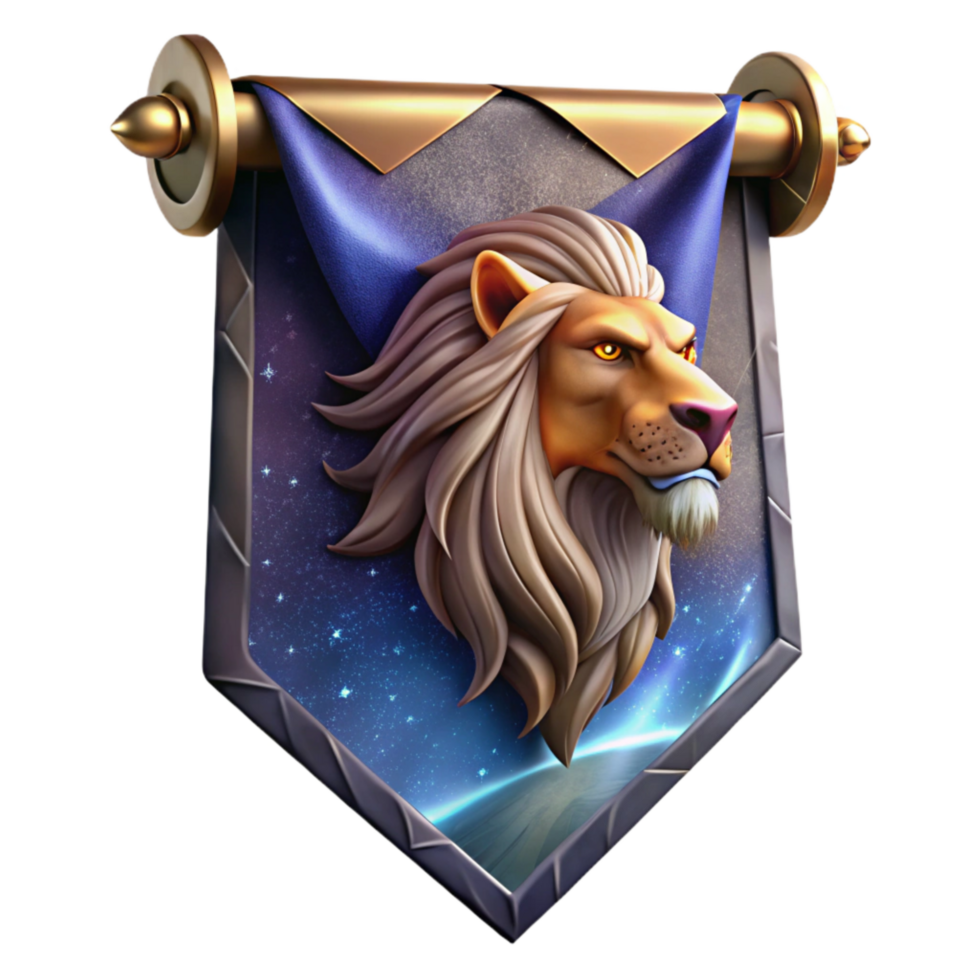 wonderful minimalist Medieval Tapestry Lion Design Cutout on White premium png