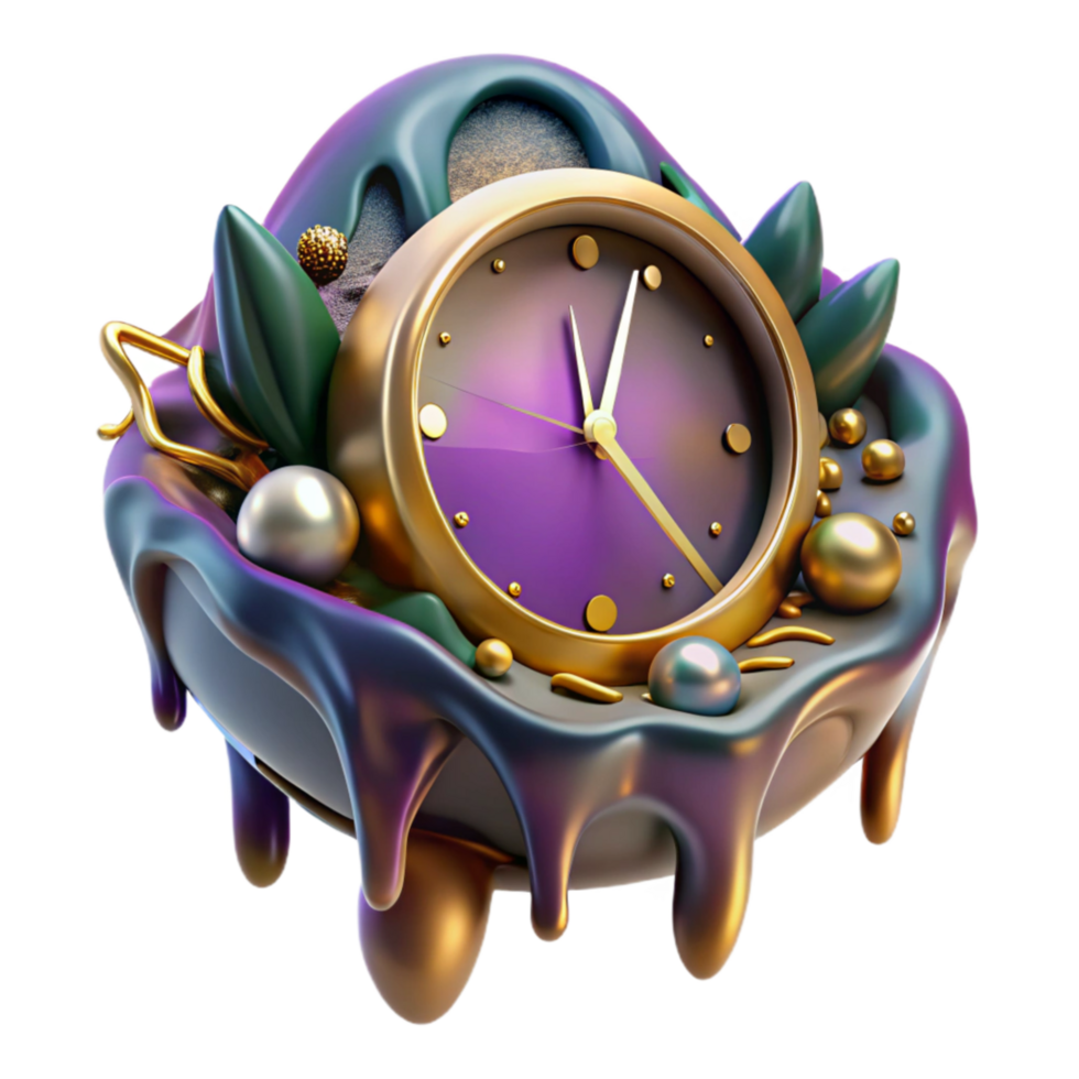 extraordinary artistic Melting Clock Surreal Style Transparent Background professional png