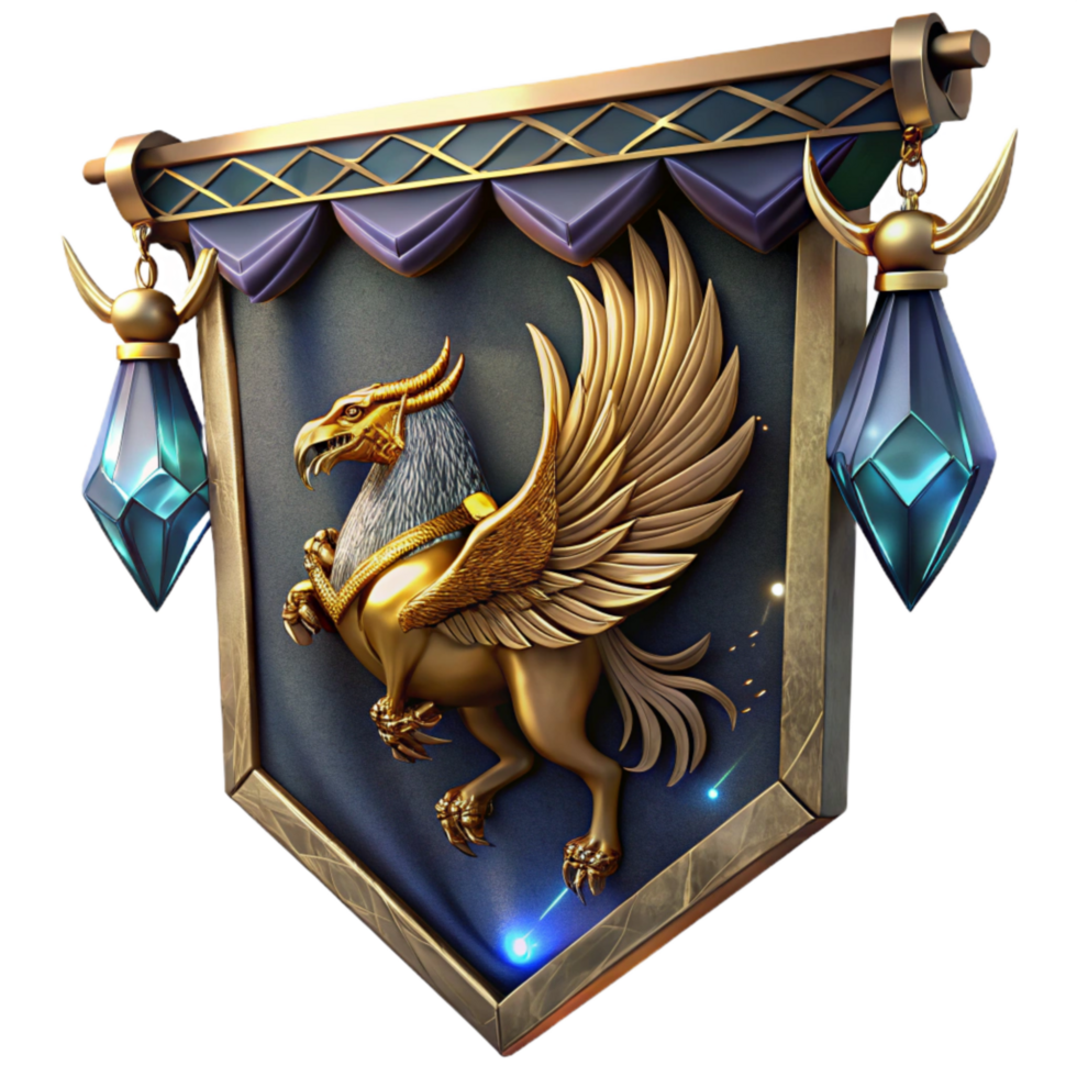 elegant classic Medieval Tapestry Griffin Design Cutout Element high resolution png