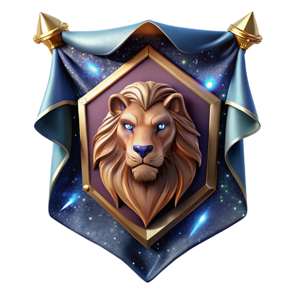 serene abstract Medieval Tapestry Lion Design Cutout on White png