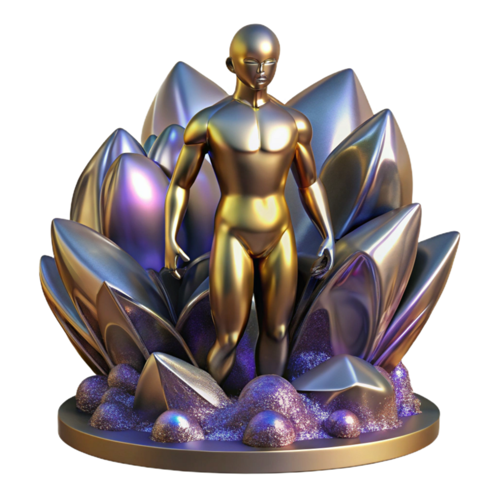 beautiful modern Metal Statue Human Figure Abstract Form Isolated Background premium png