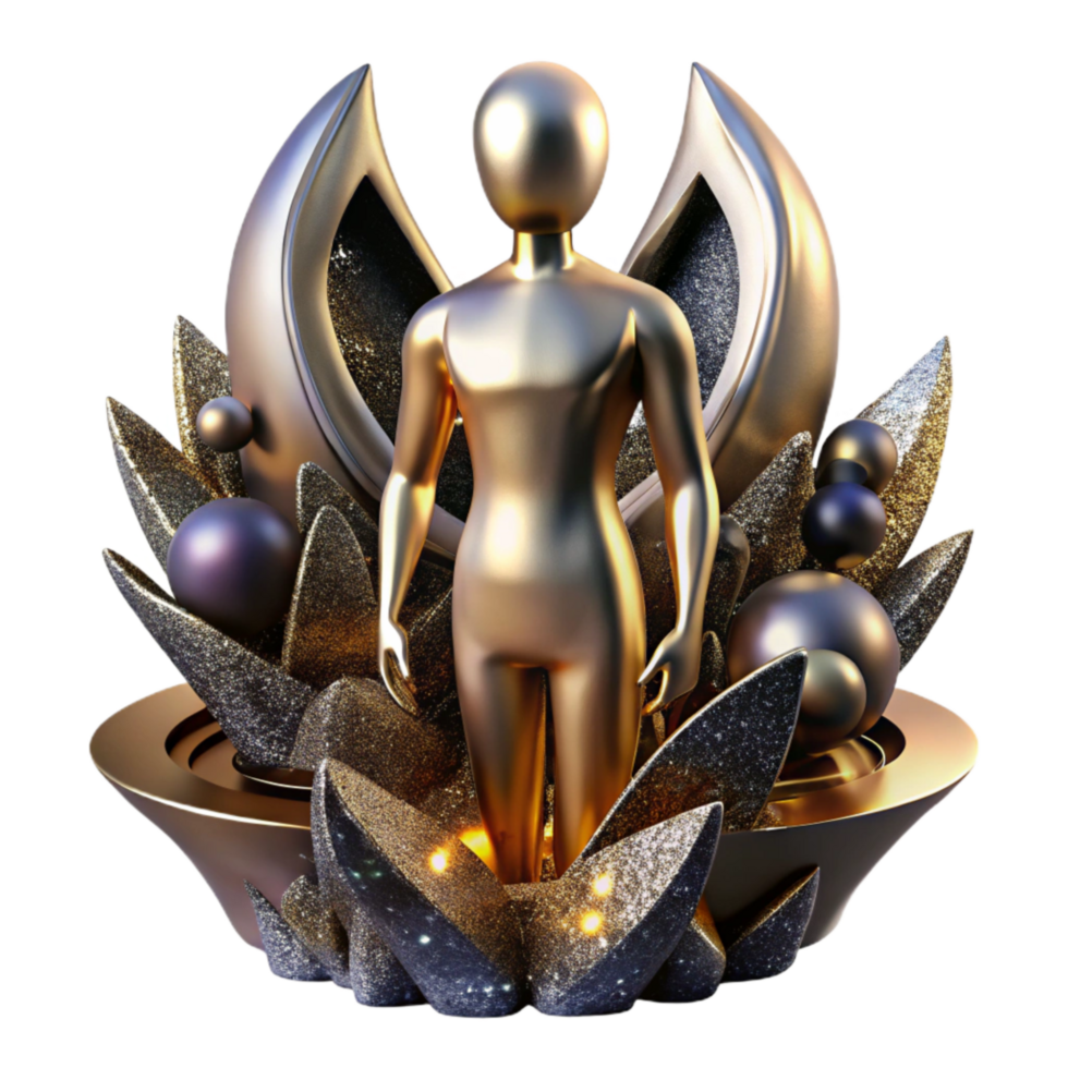 serene classic Metal Statue Human Figure Abstract Form Isolated Background high resolution png