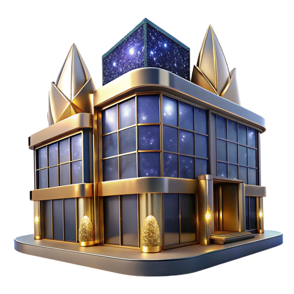 serene rustic Modern Office Building Exterior Lighting Isolated professional png