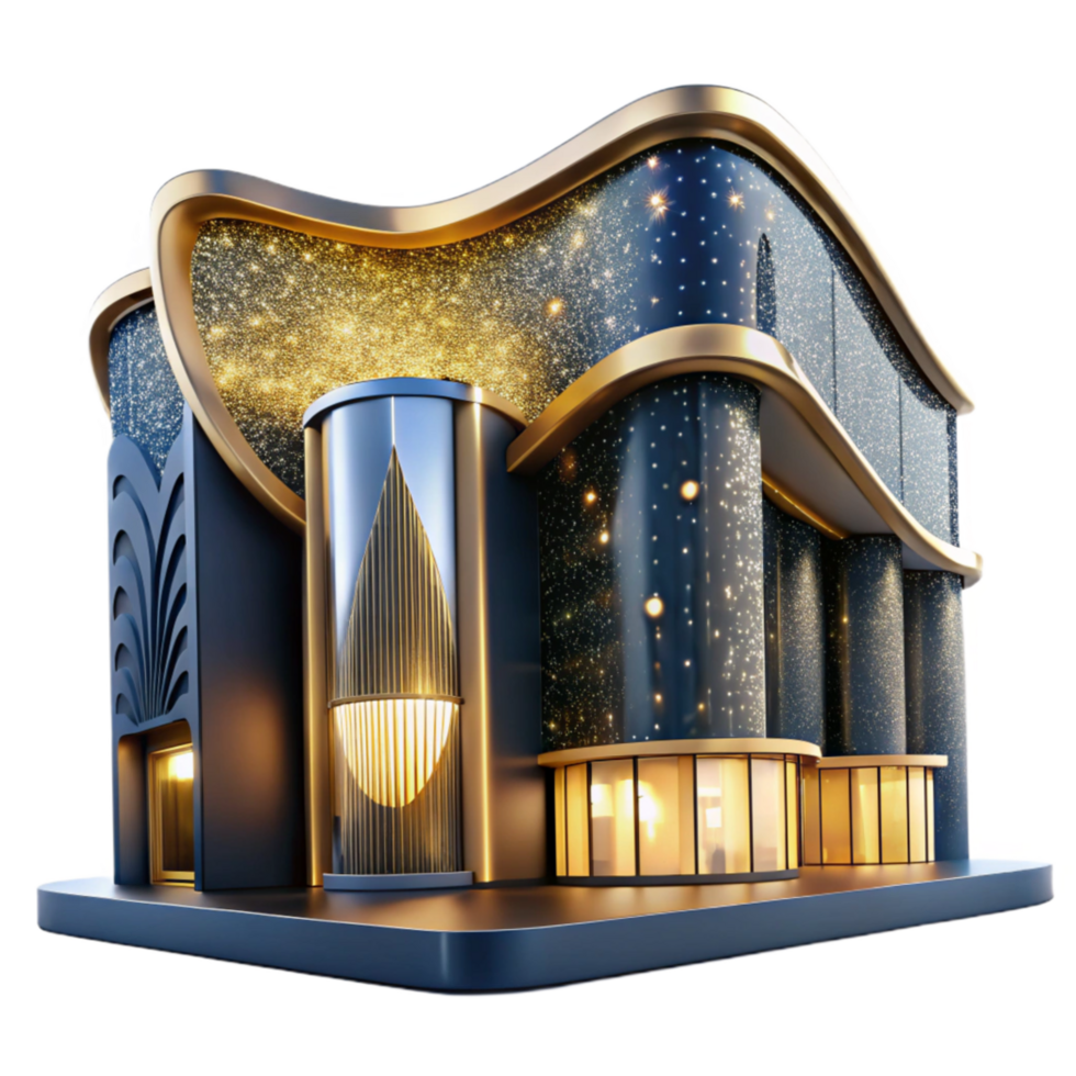 beautiful modern Modern Office Building Exterior Lighting Isolated authentic png
