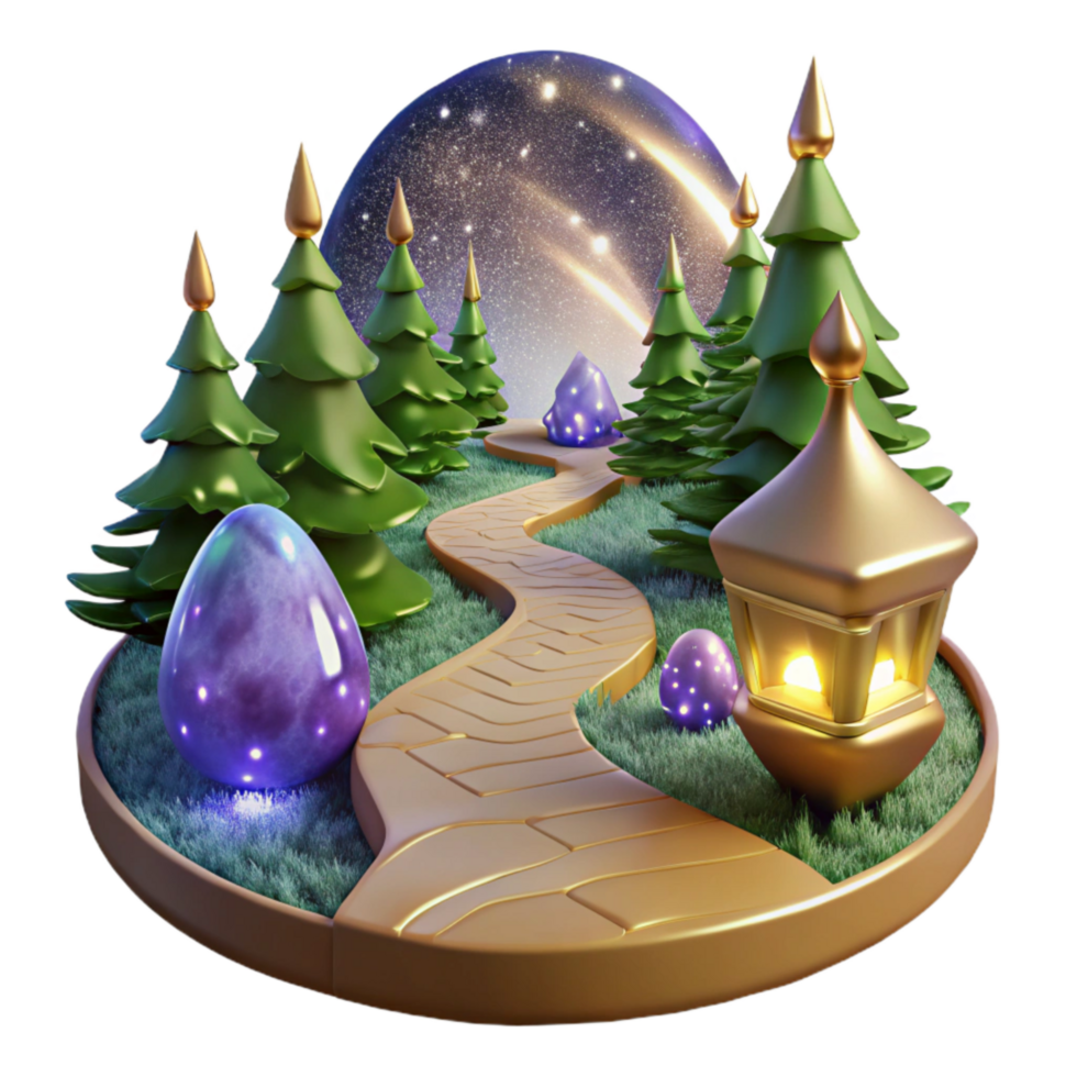 beautiful modern Natural Perspective Forest Path Transparent Element premium png