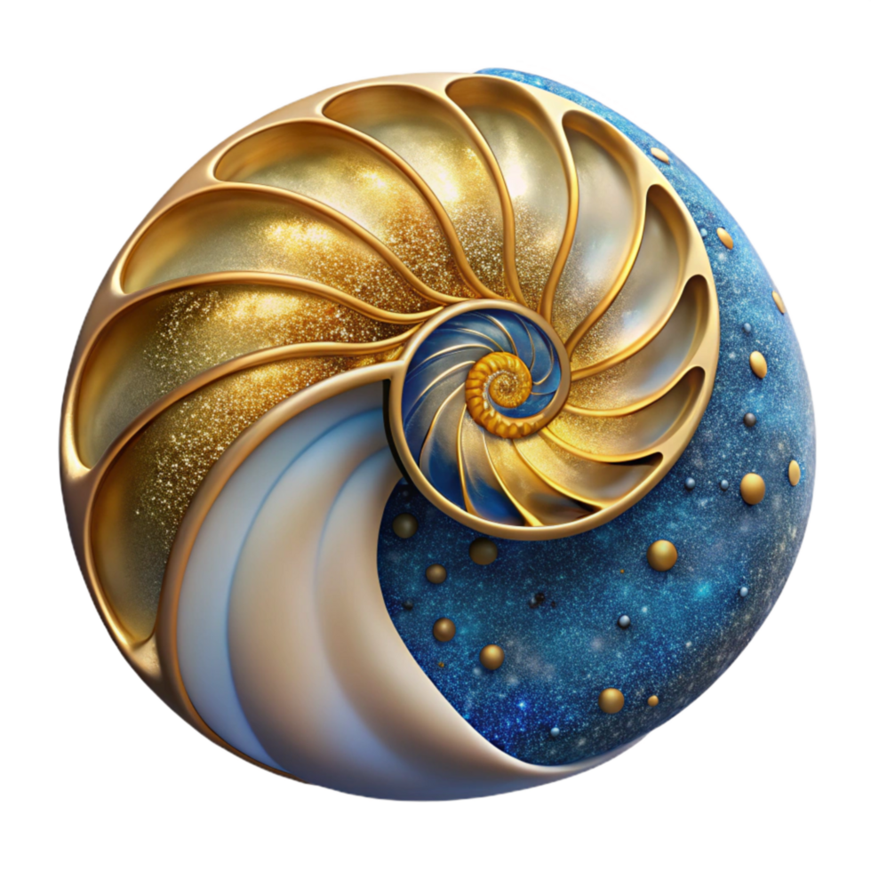 serene artistic Nautilus Shell Cross Section Golden Ratio Cutout professional png