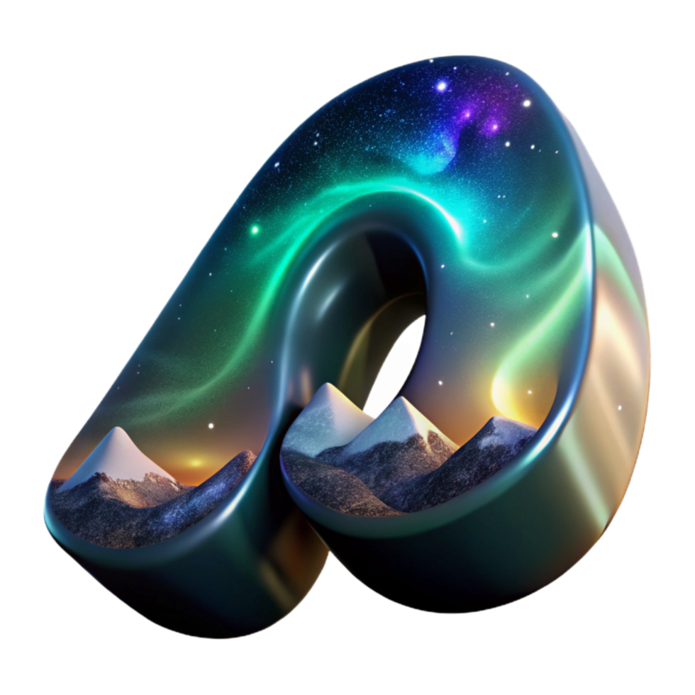 elegant creative Northern Lights Font Isolated high resolution png