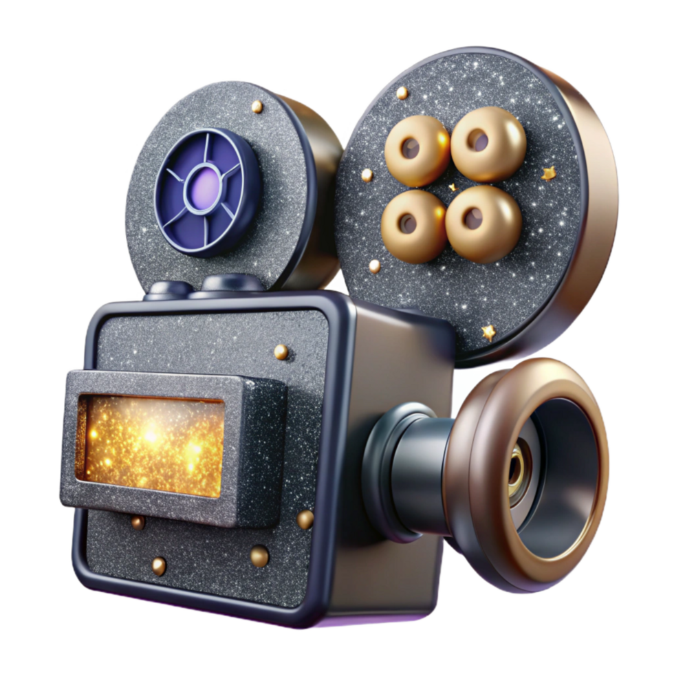 extraordinary minimalist Old Movie Camera Isolated with Film Reel original png