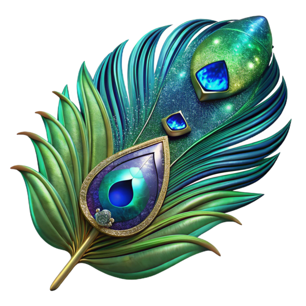 impressive modern Peacock Feather Iridescent Blue Green Isolated high quality png