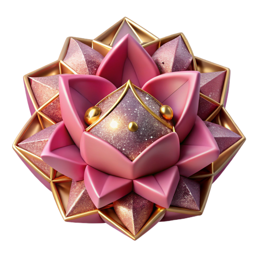 beautiful artistic Pink Geometric Floral Shape Cutout Element authentic png