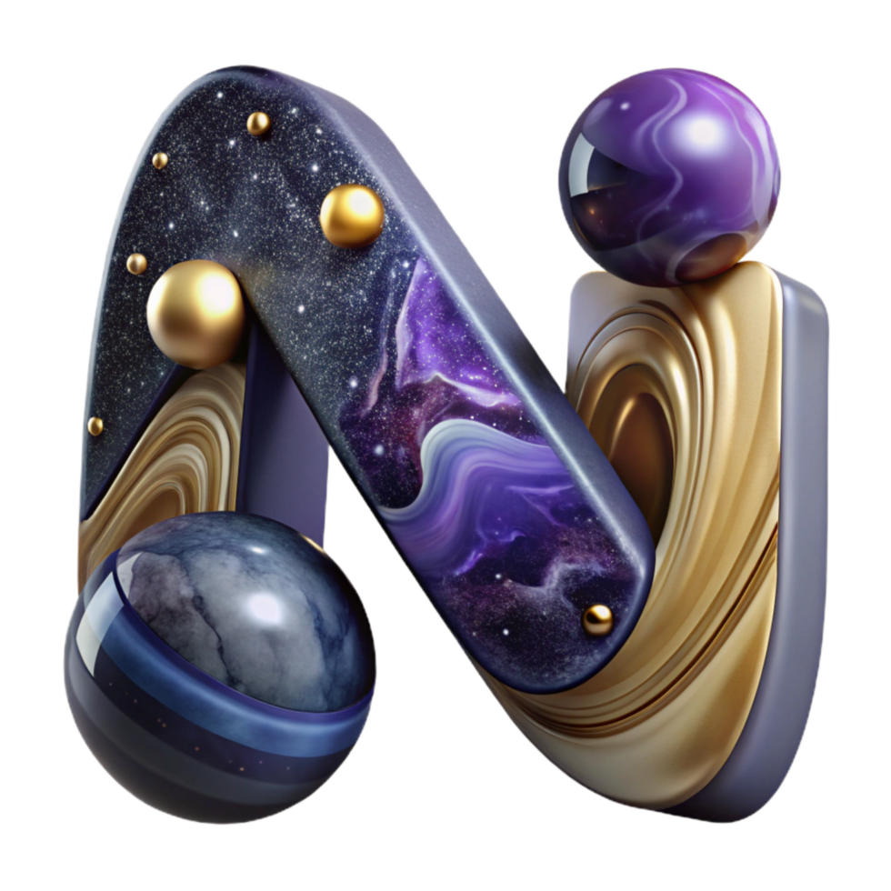 magnificent abstract Planet Texture Font Letter N Cutout Transparent Background original png