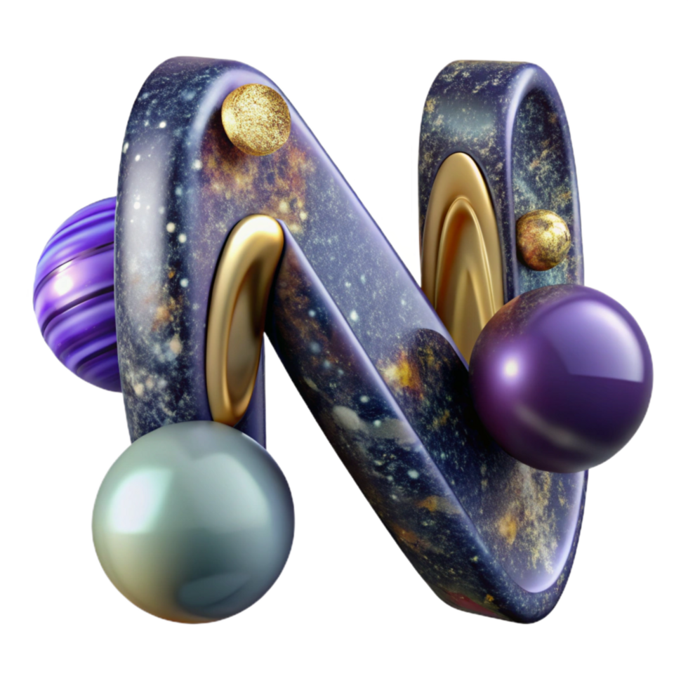 beautiful contemporary Planet Texture Font Letter N Cutout Transparent Background detailed png