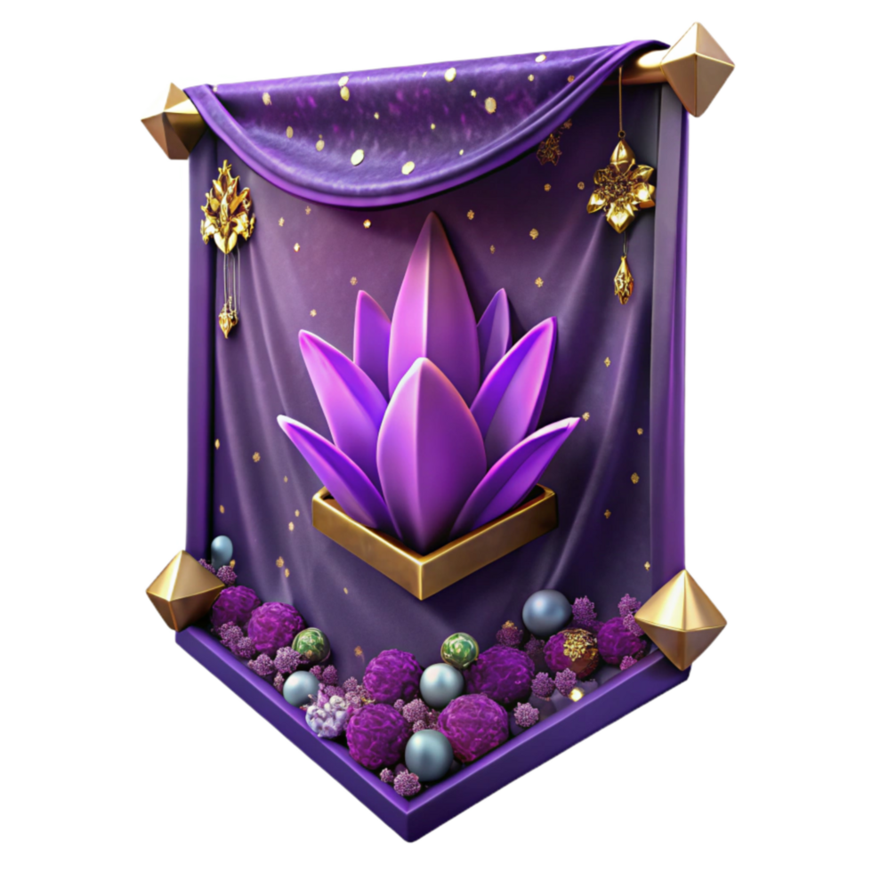 magnificent traditional Purple Tapestry with Floral Pattern Isolated on Transparent Background authentic png