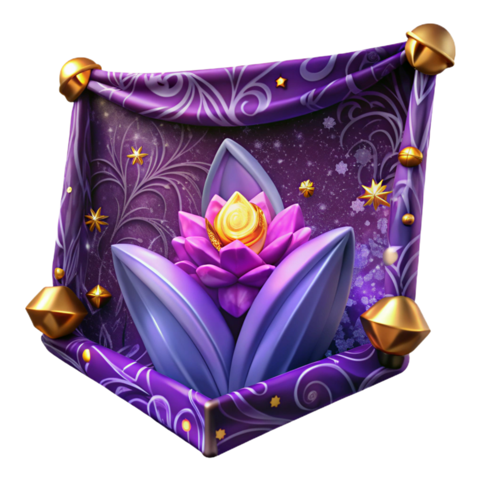 extraordinary rustic Purple Tapestry with Floral Pattern Isolated on Transparent Background detailed png
