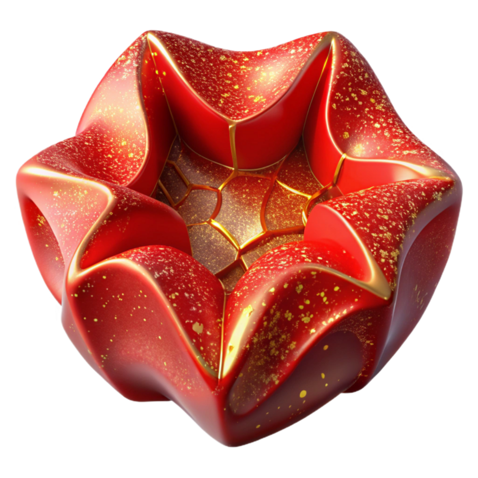 magnificent traditional Red Abstract Shape with Perspective Angle Isolated Element detailed png